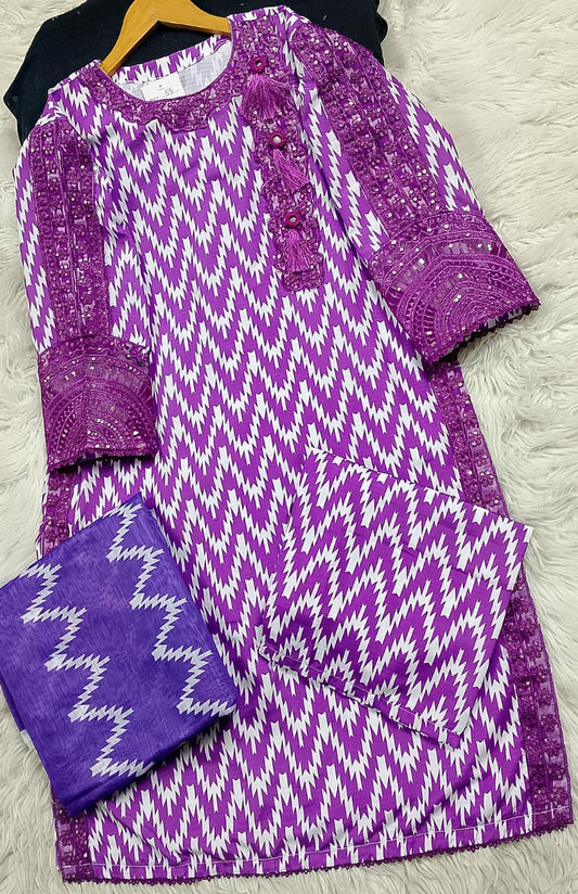 3 PIECE - EMBROIDERED LAWN SUIT