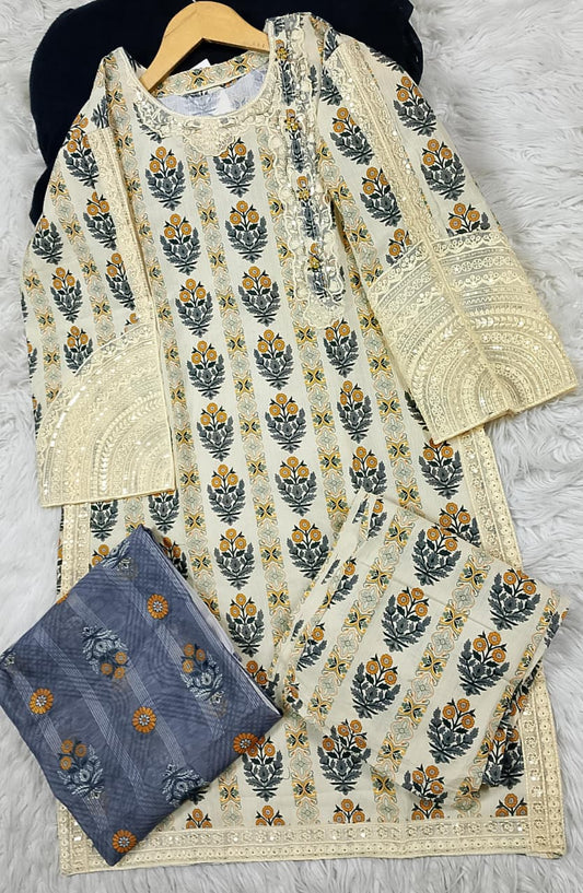 3 PIECE - EMBROIDERED LAWN SUIT