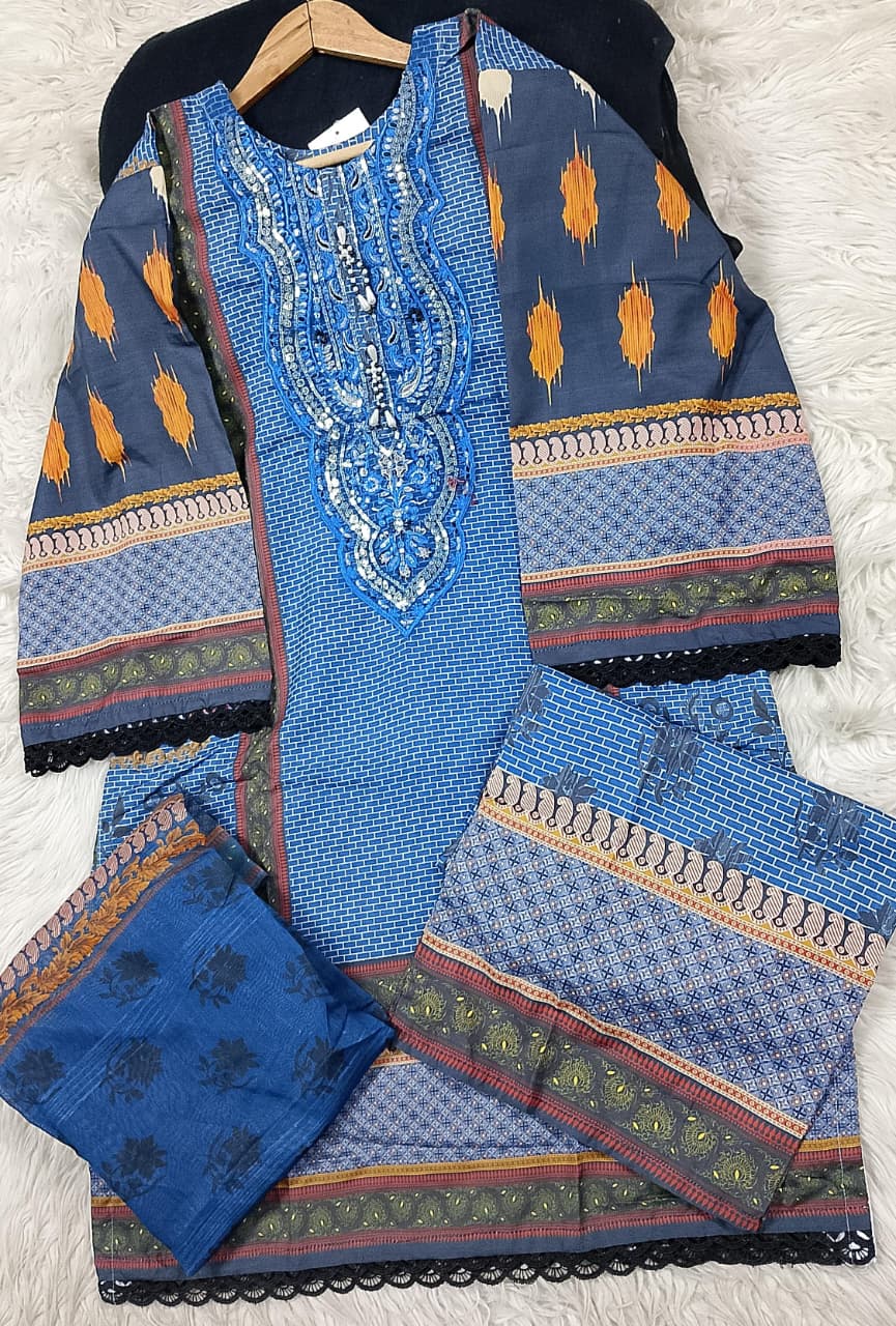 3 PIECE - EMBROIDERED LAWN SUIT