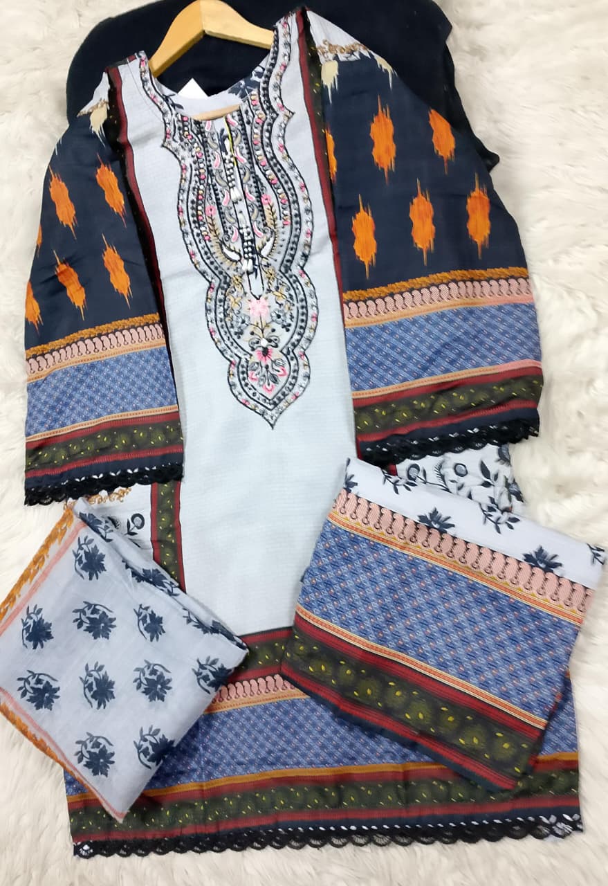3 PIECE - EMBROIDERED LAWN SUIT