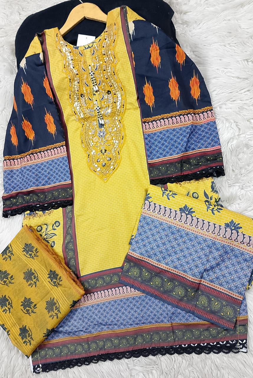 3 PIECE - EMBROIDERED LAWN SUIT