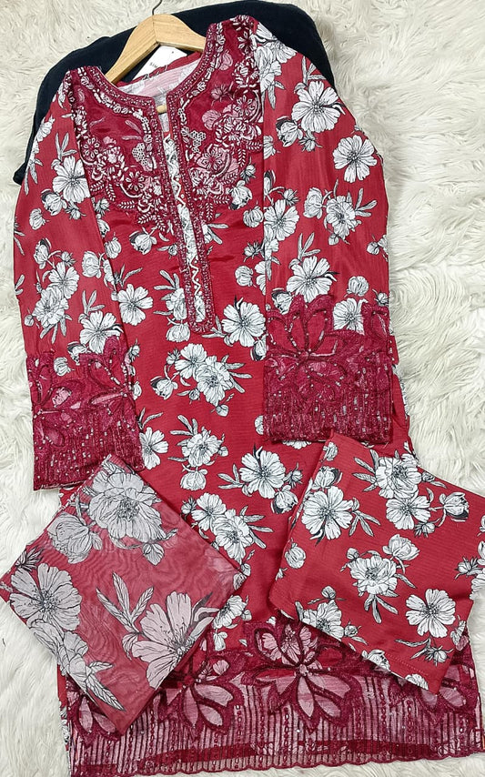 3 PIECE - EMBROIDERED LAWN SUIT