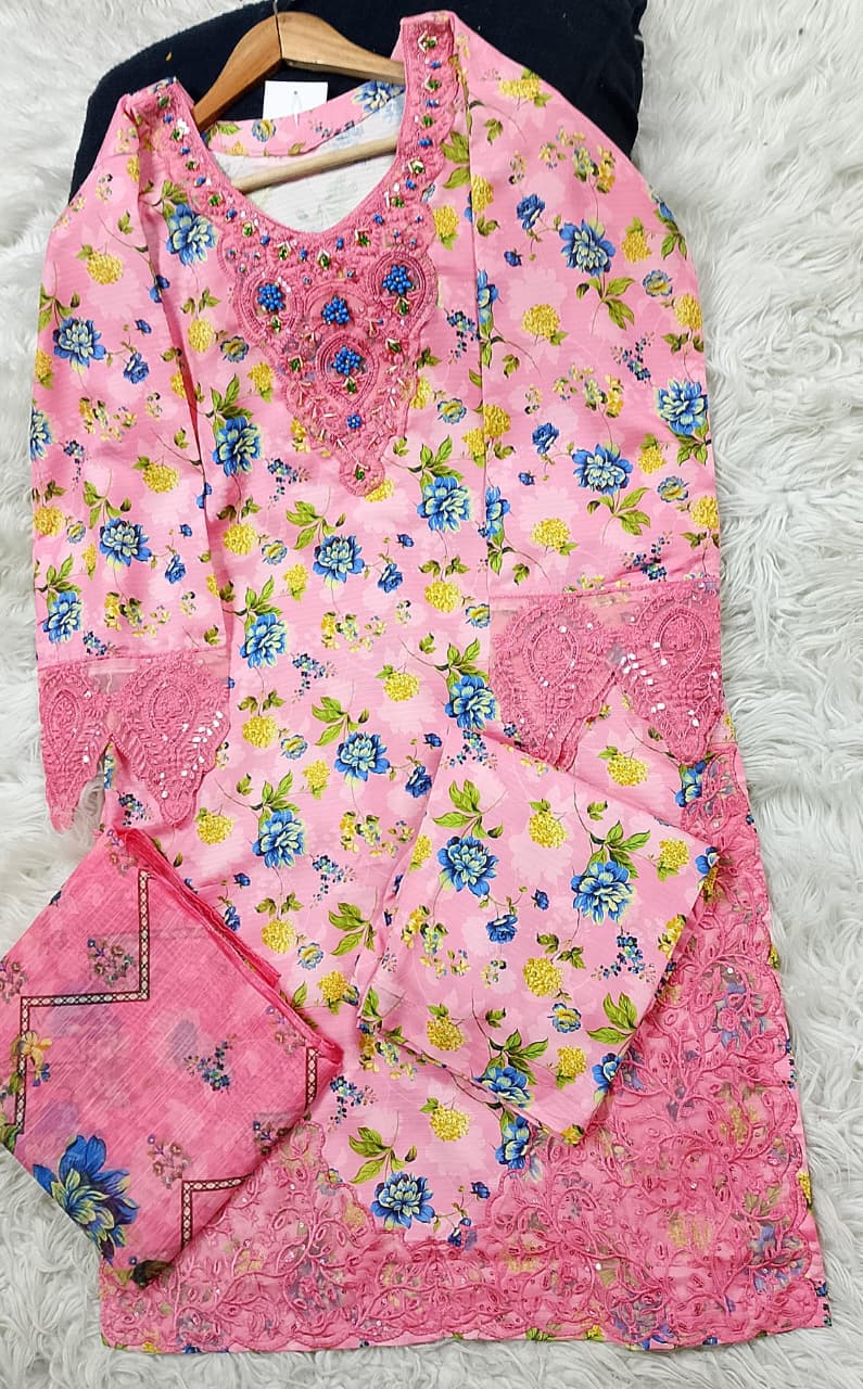 3 PIECE - EMBROIDERED LAWN SUIT