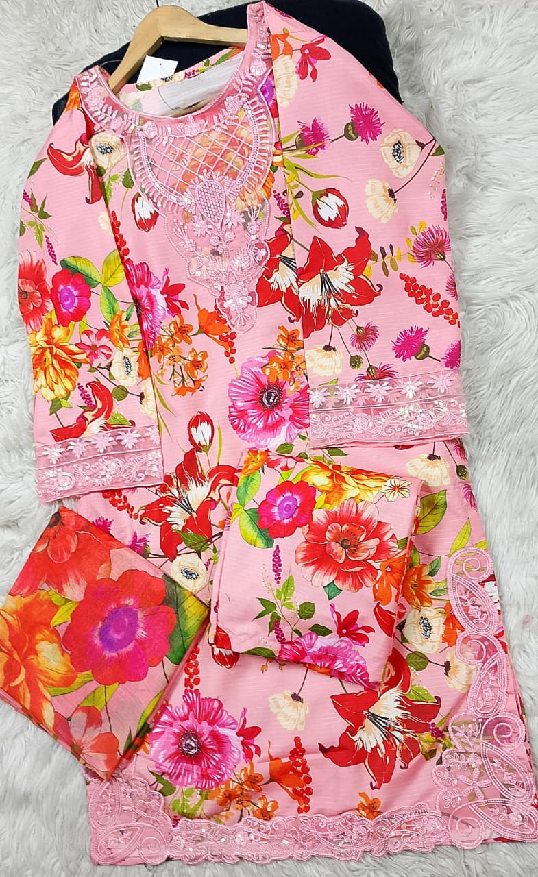 3 PIECE - EMBROIDERED LAWN SUIT