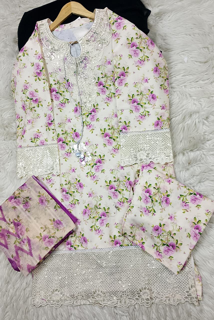 3 PIECE - EMBROIDERED LAWN SUIT