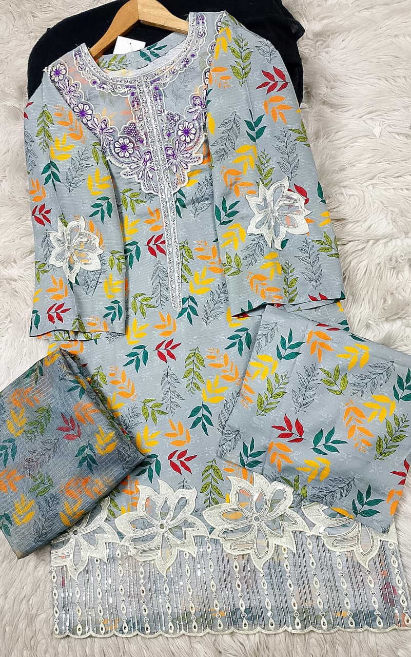 3 PIECE - EMBROIDERED LAWN SUIT