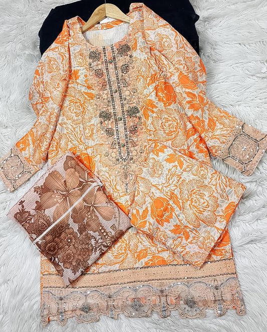 3 PIECE - EMBROIDERED LAWN SUIT