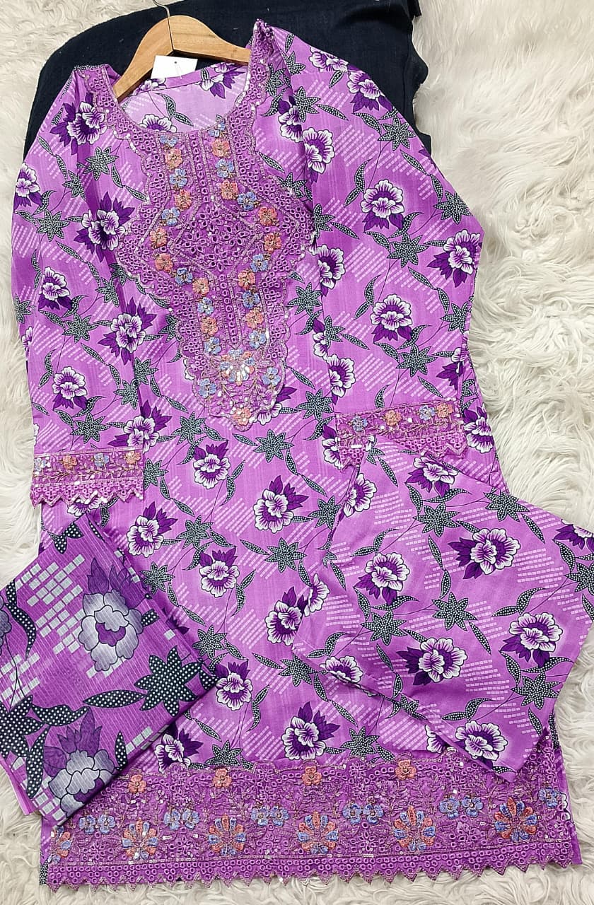 3 PIECE - EMBROIDERED LAWN SUIT