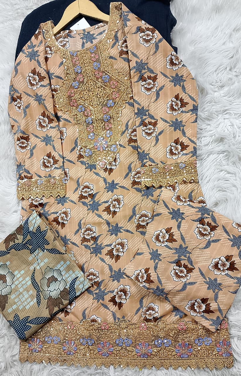 3 PIECE - EMBROIDERED LAWN SUIT