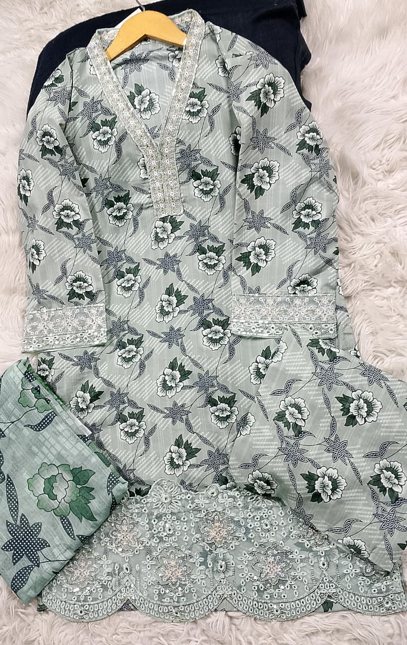 3 PIECE - EMBROIDERED LAWN SUIT