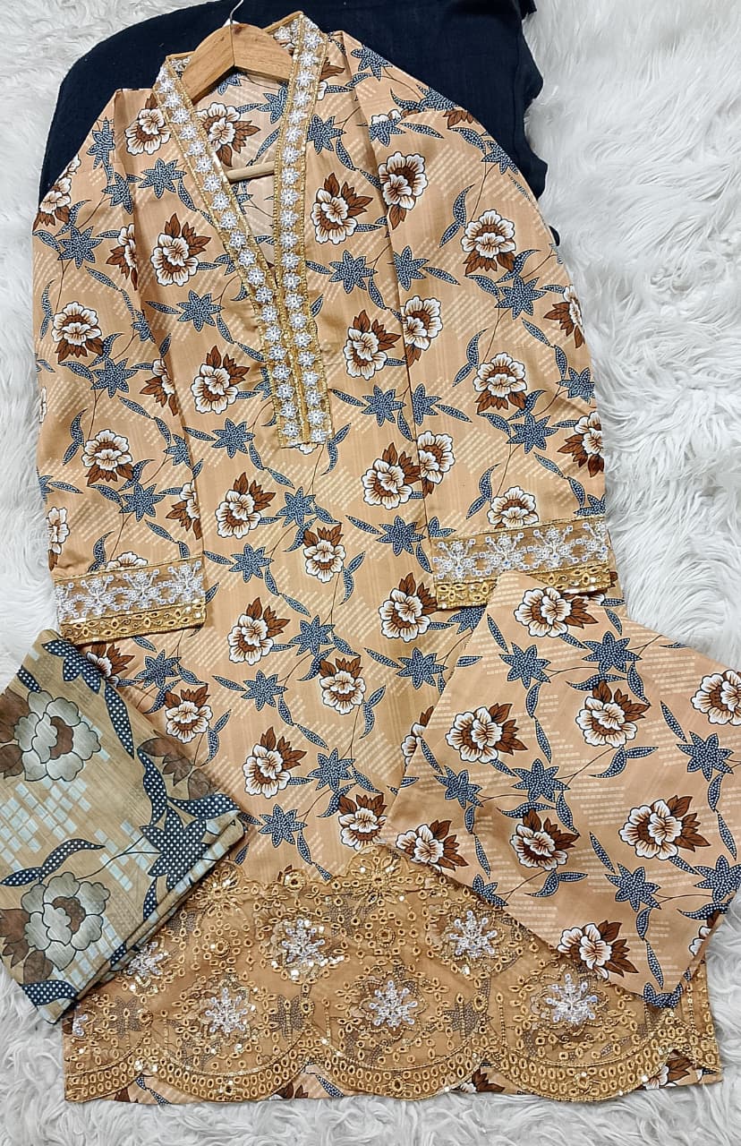 3 PIECE - EMBROIDERED LAWN SUIT