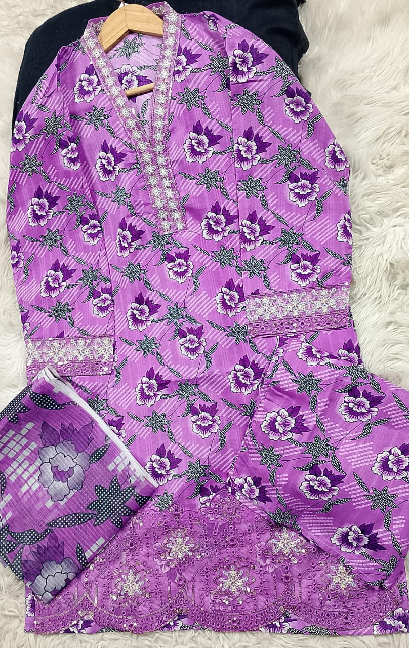 3 PIECE - EMBROIDERED LAWN SUIT