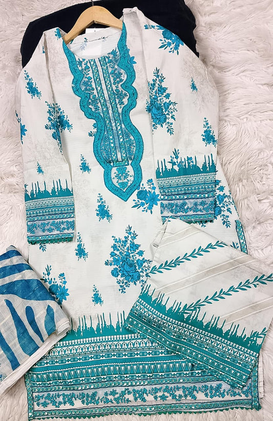 3 PIECE - EMBROIDERED LAWN SUIT