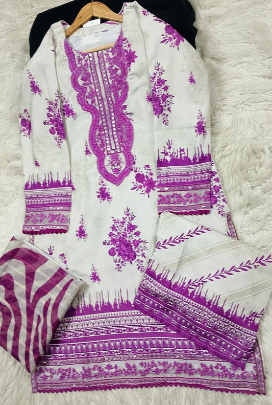 3 PIECE - EMBROIDERED LAWN SUIT