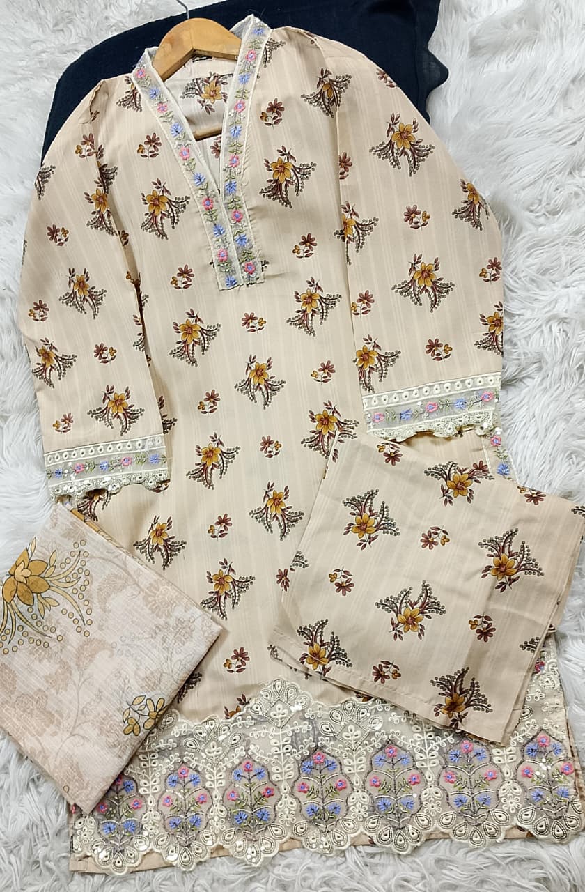 3 PIECE - EMBROIDERED LAWN SUIT