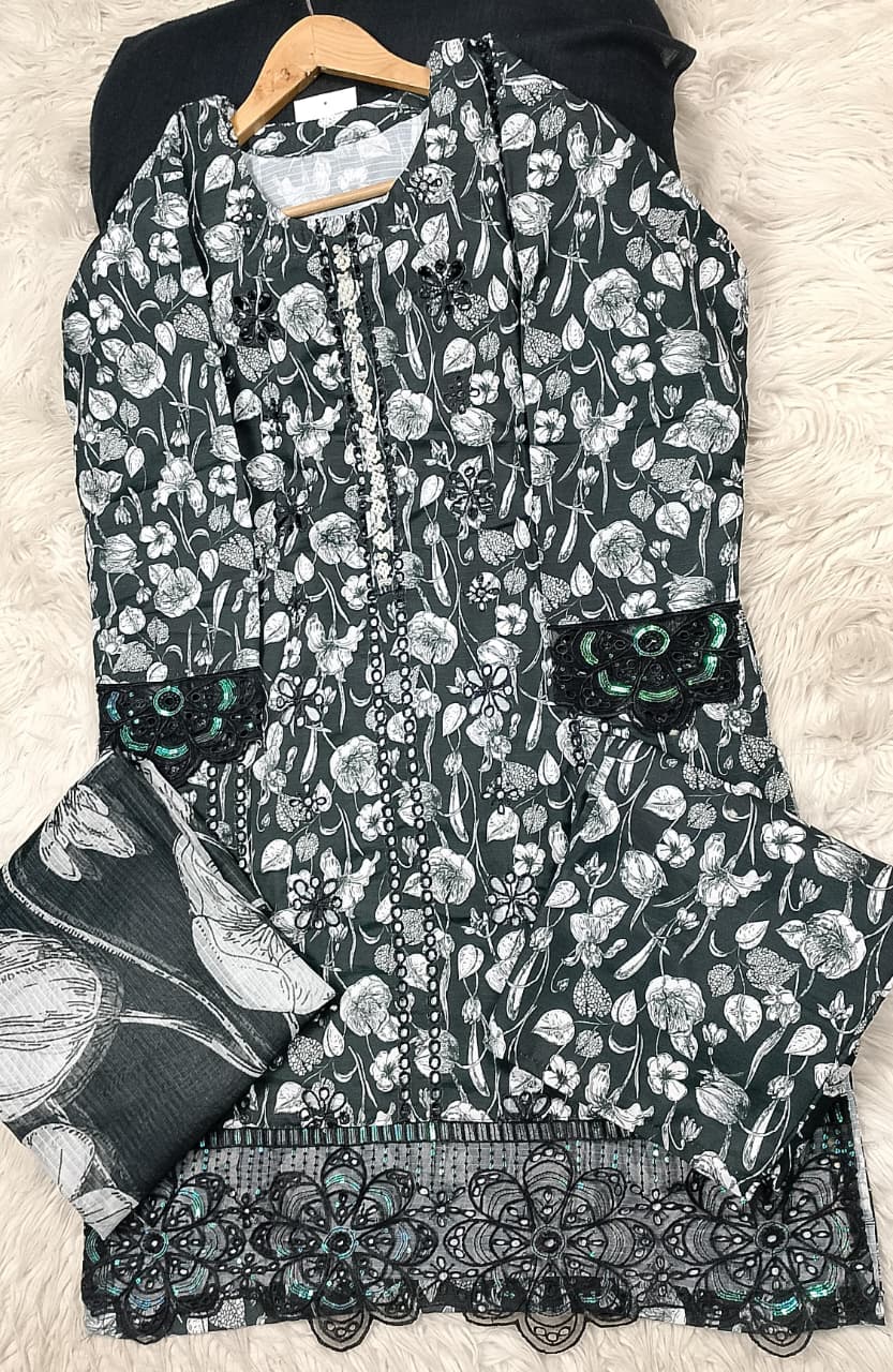 3 PIECE - EMBROIDERED LAWN SUIT