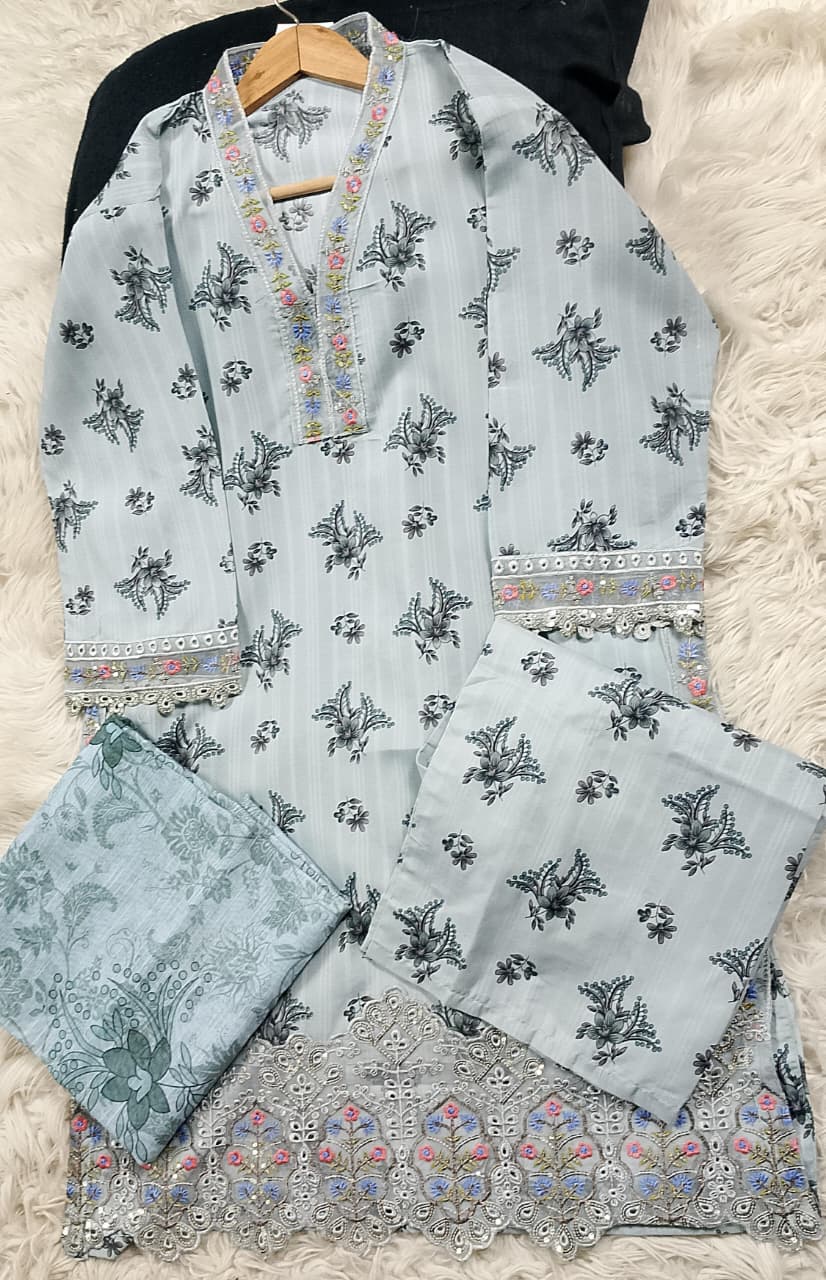 3 PIECE - EMBROIDERED LAWN SUIT