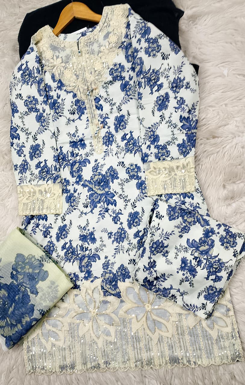 3 PIECE - EMBROIDERED LAWN SUIT