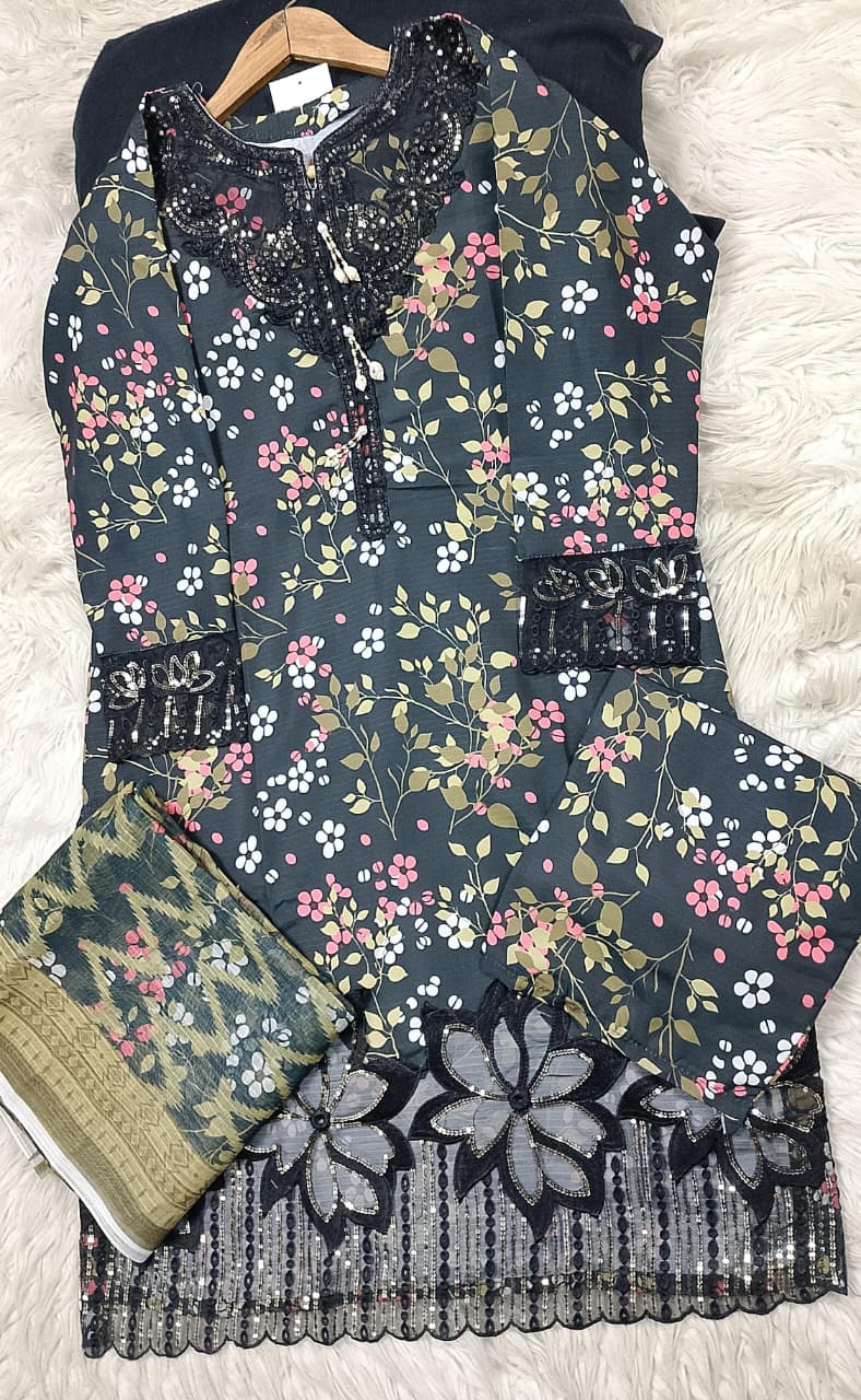 3 PIECE - EMBROIDERED LAWN SUIT