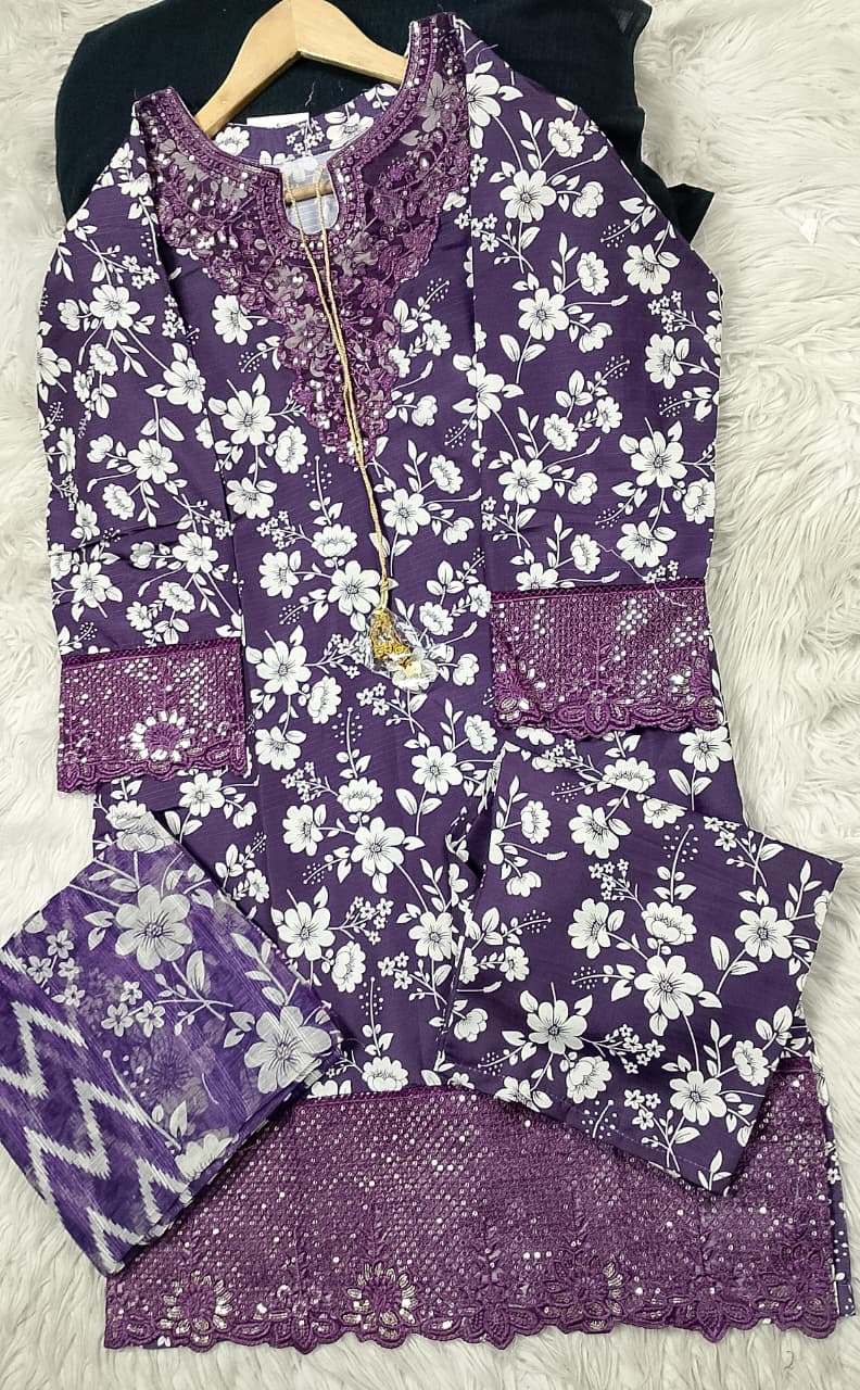 3 PIECE - EMBROIDERED LAWN SUIT