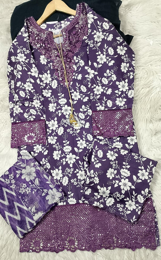 3 PIECE - EMBROIDERED LAWN SUIT