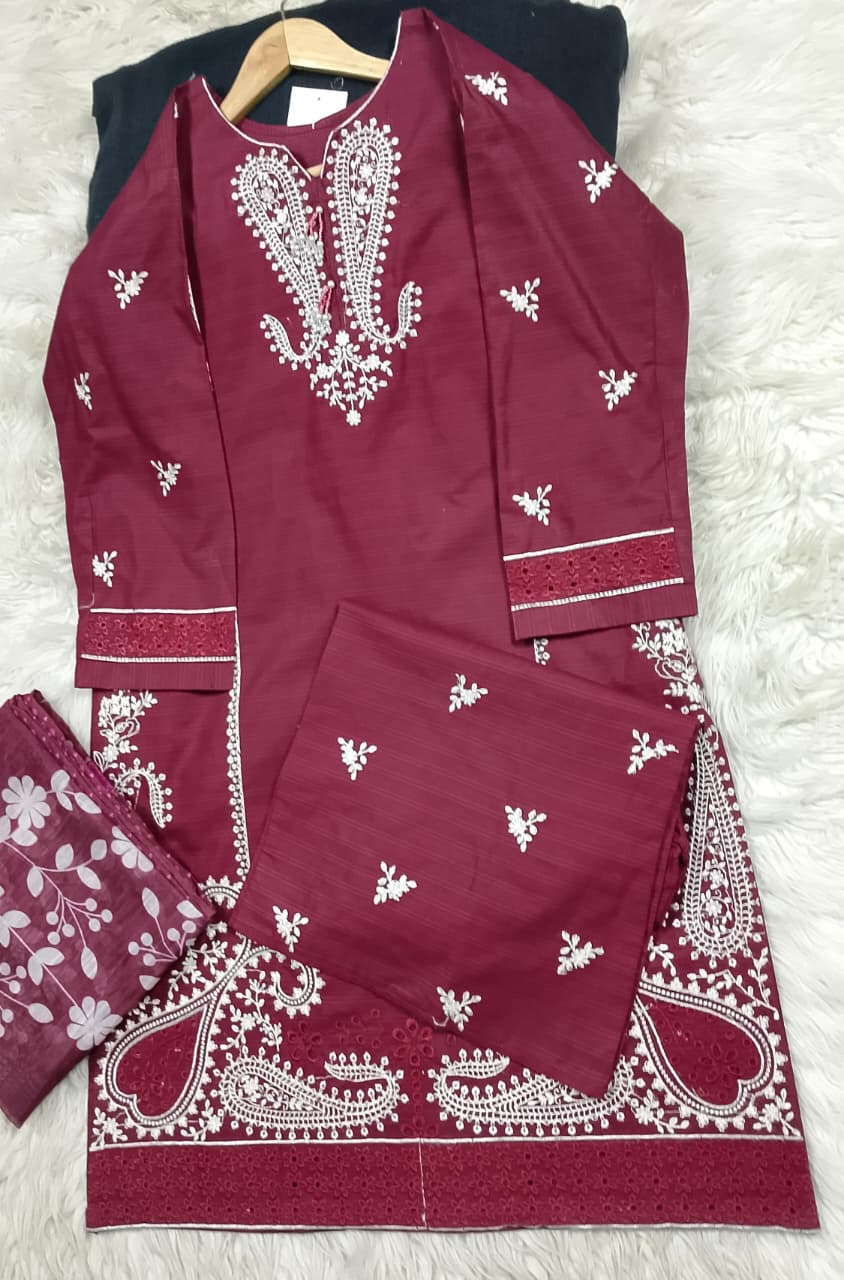 3 PIECE - EMBROIDERED LAWN SUIT