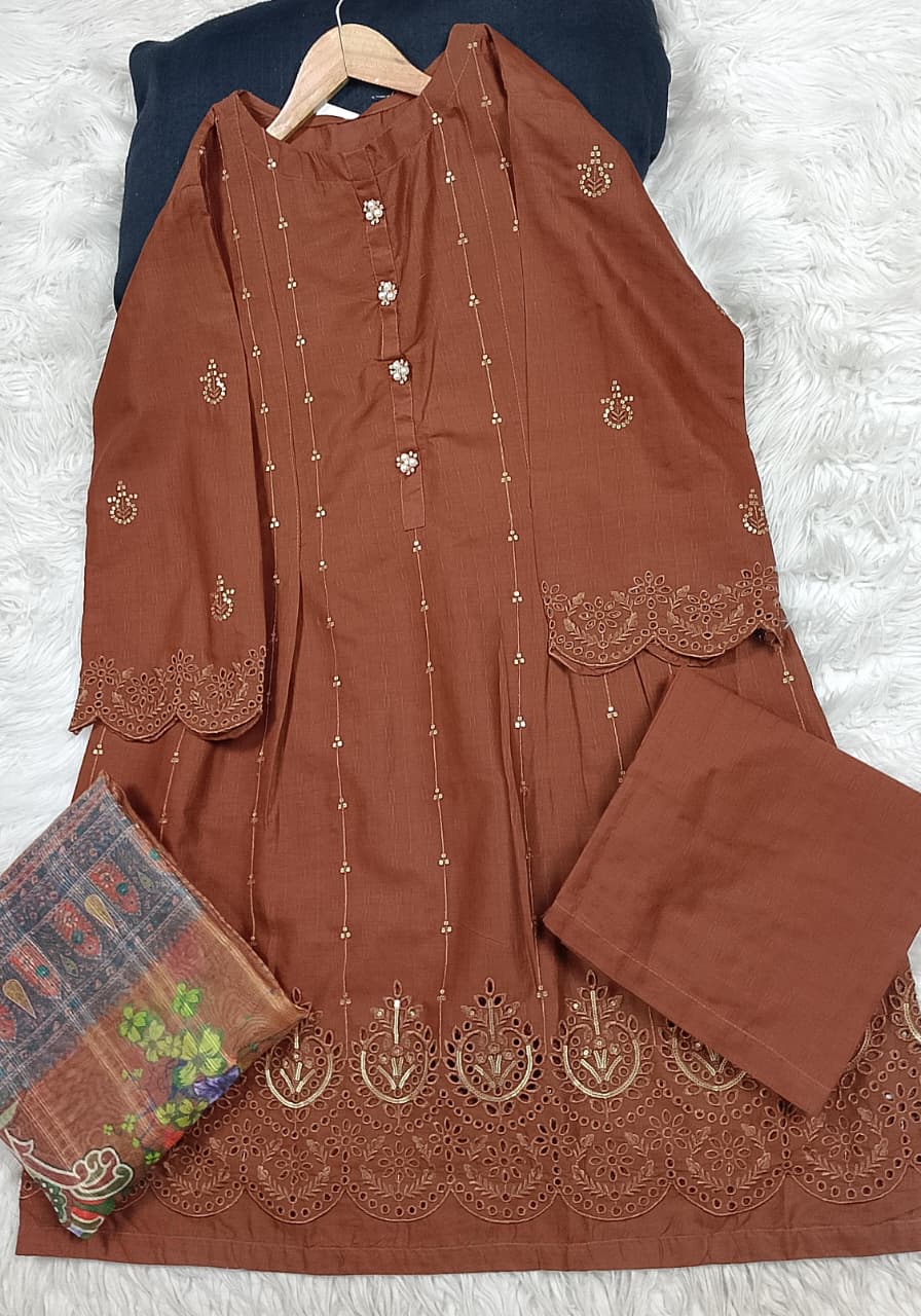 3 PIECE - EMBROIDERED LAWN SUIT