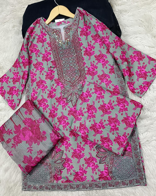 3 PIECE - EMBROIDERED LAWN SUIT