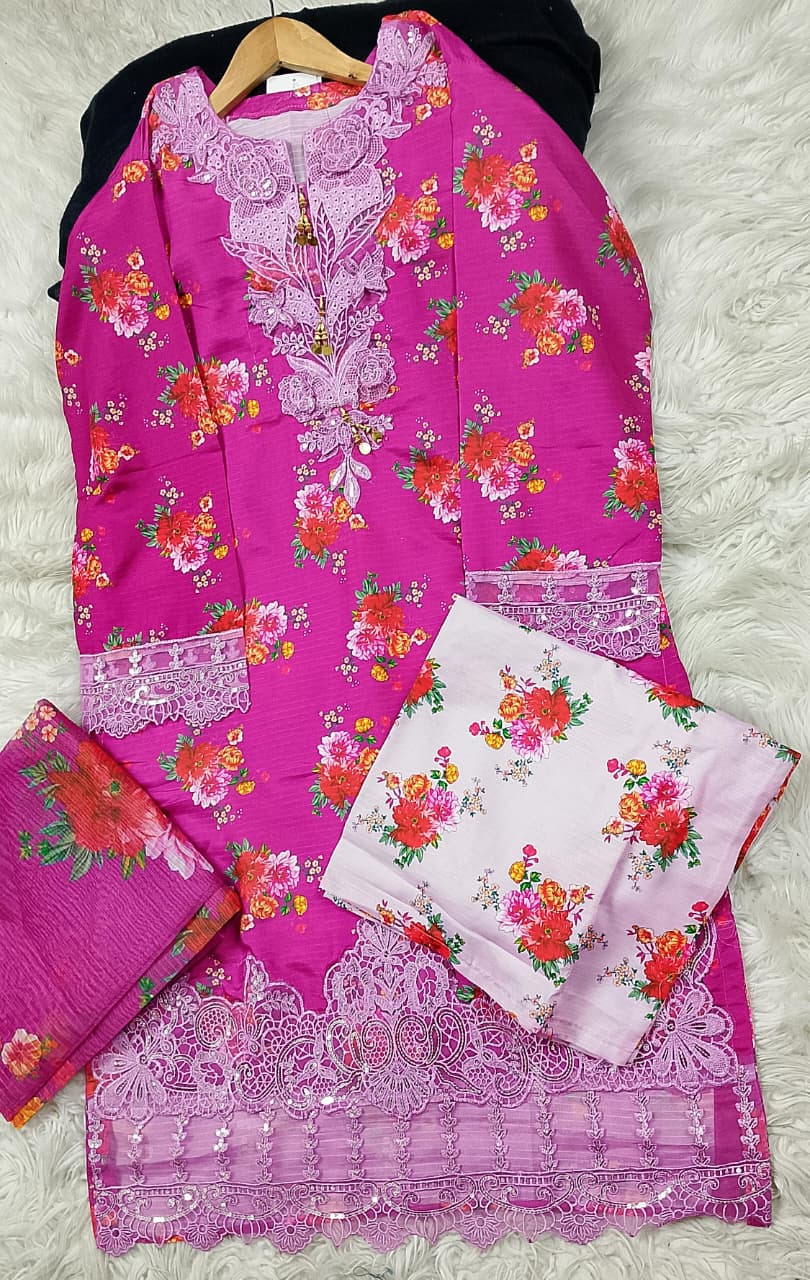 3 PIECE - EMBROIDERED LAWN SUIT