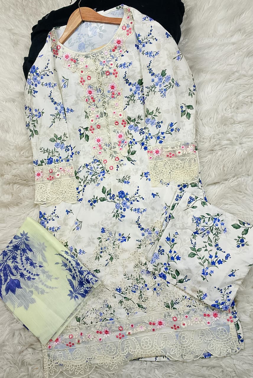 3 PIECE - EMBROIDERED LAWN SUIT