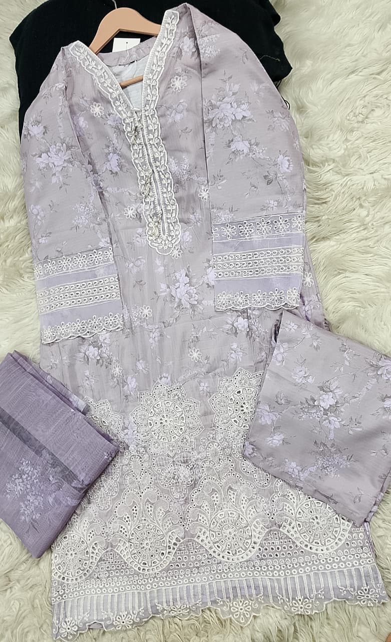 3 PIECE - EMBROIDERED LAWN SUIT
