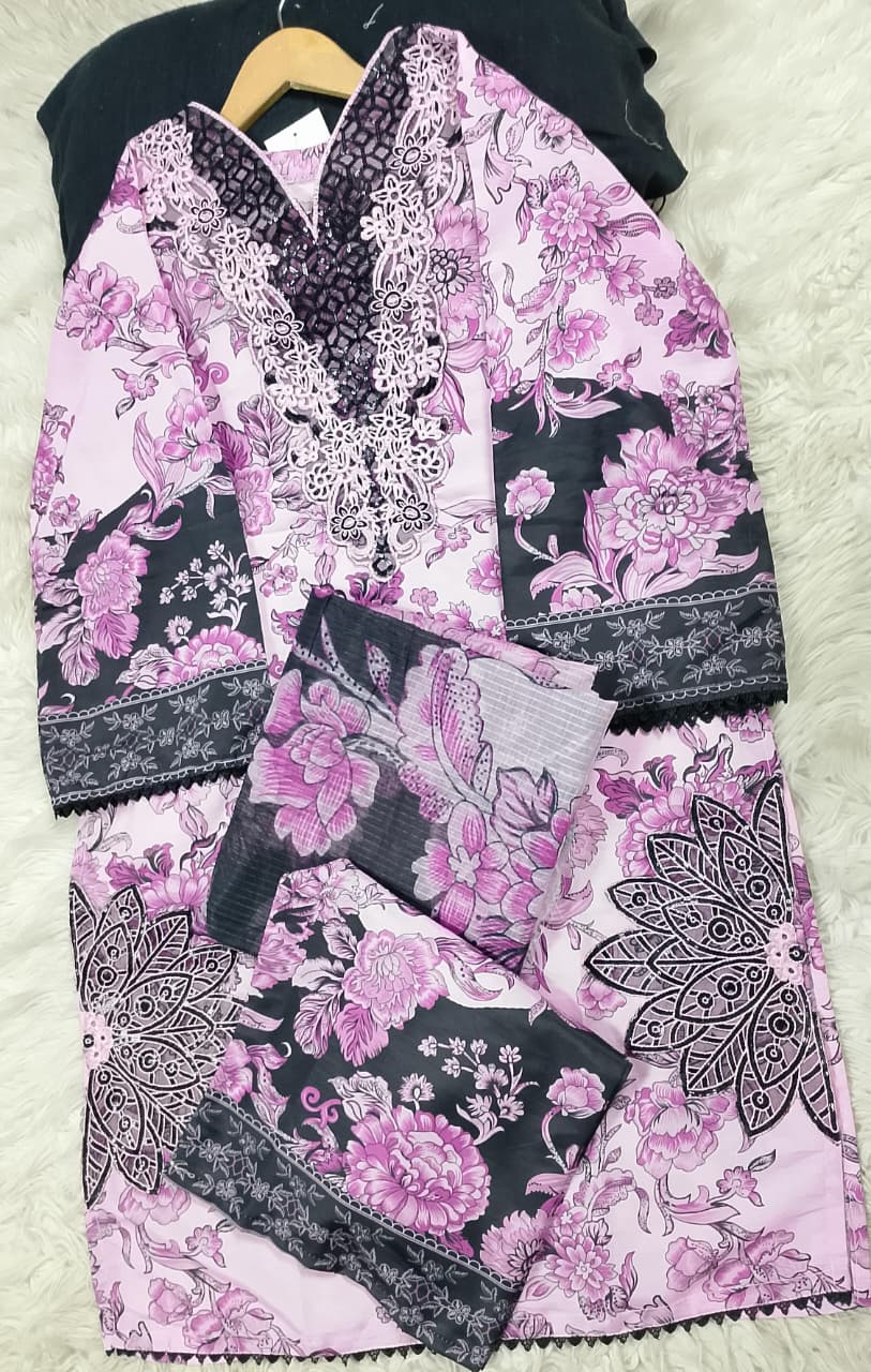 3 PIECE - EMBROIDERED LAWN SUIT