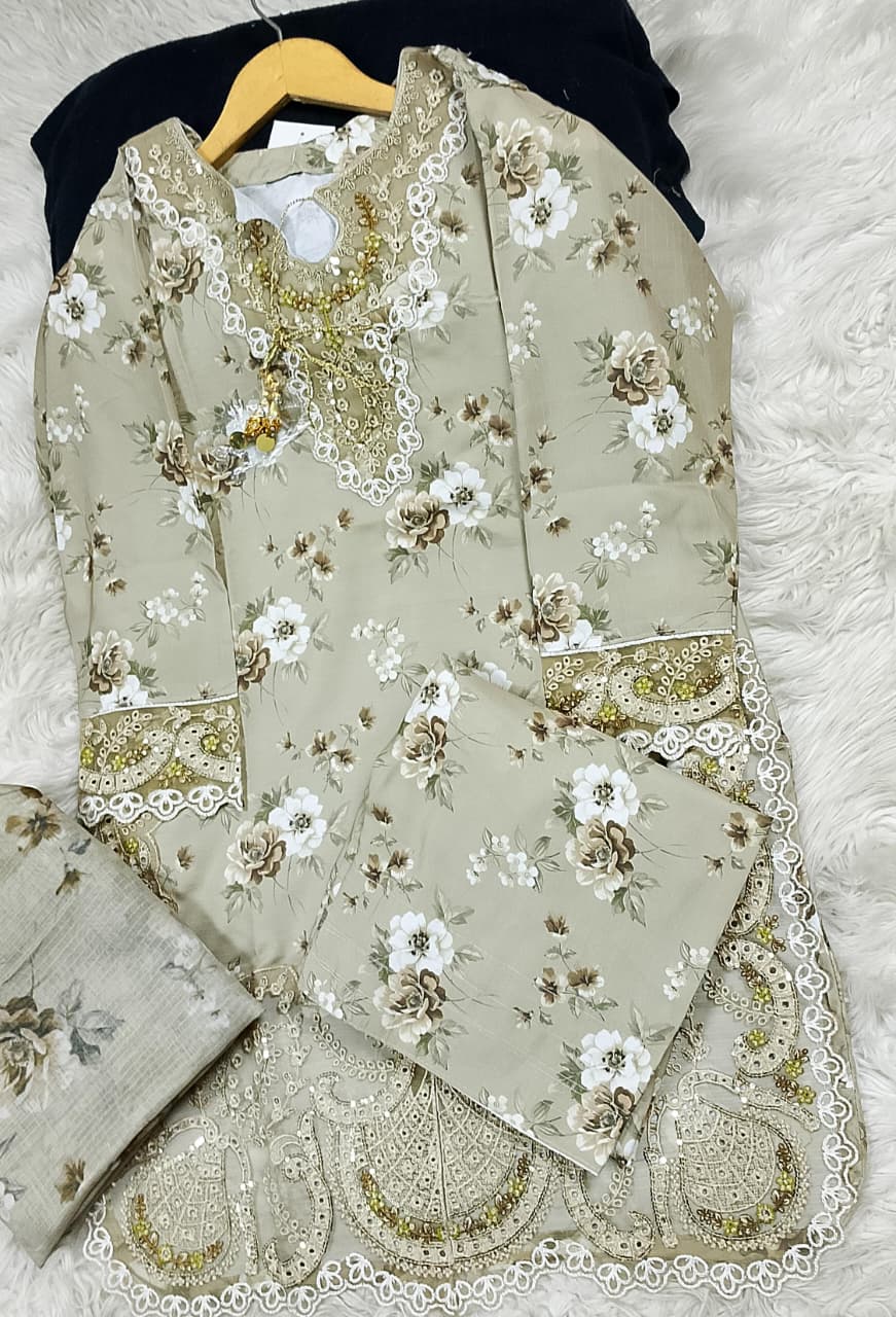 3 PIECE - EMBROIDERED LAWN SUIT
