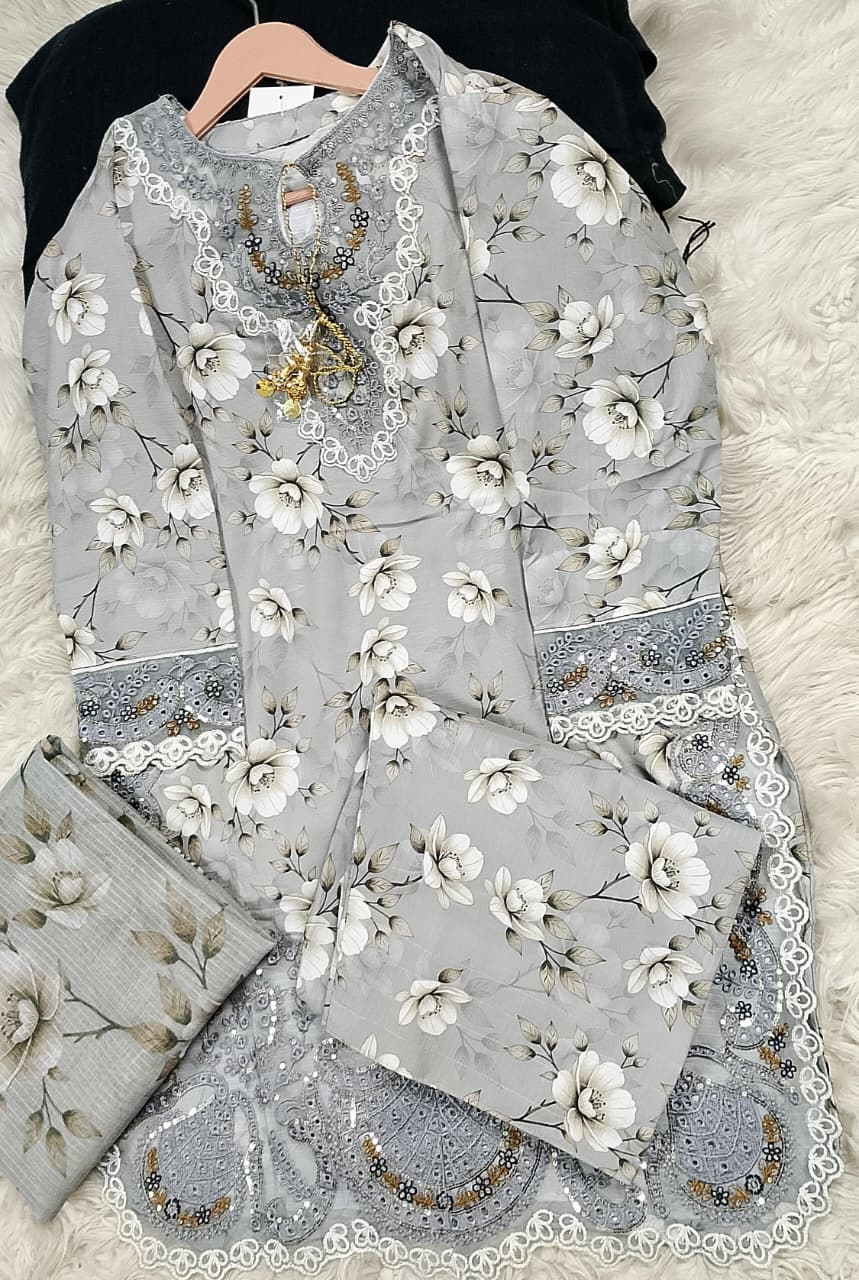 3 PIECE - EMBROIDERED LAWN SUIT