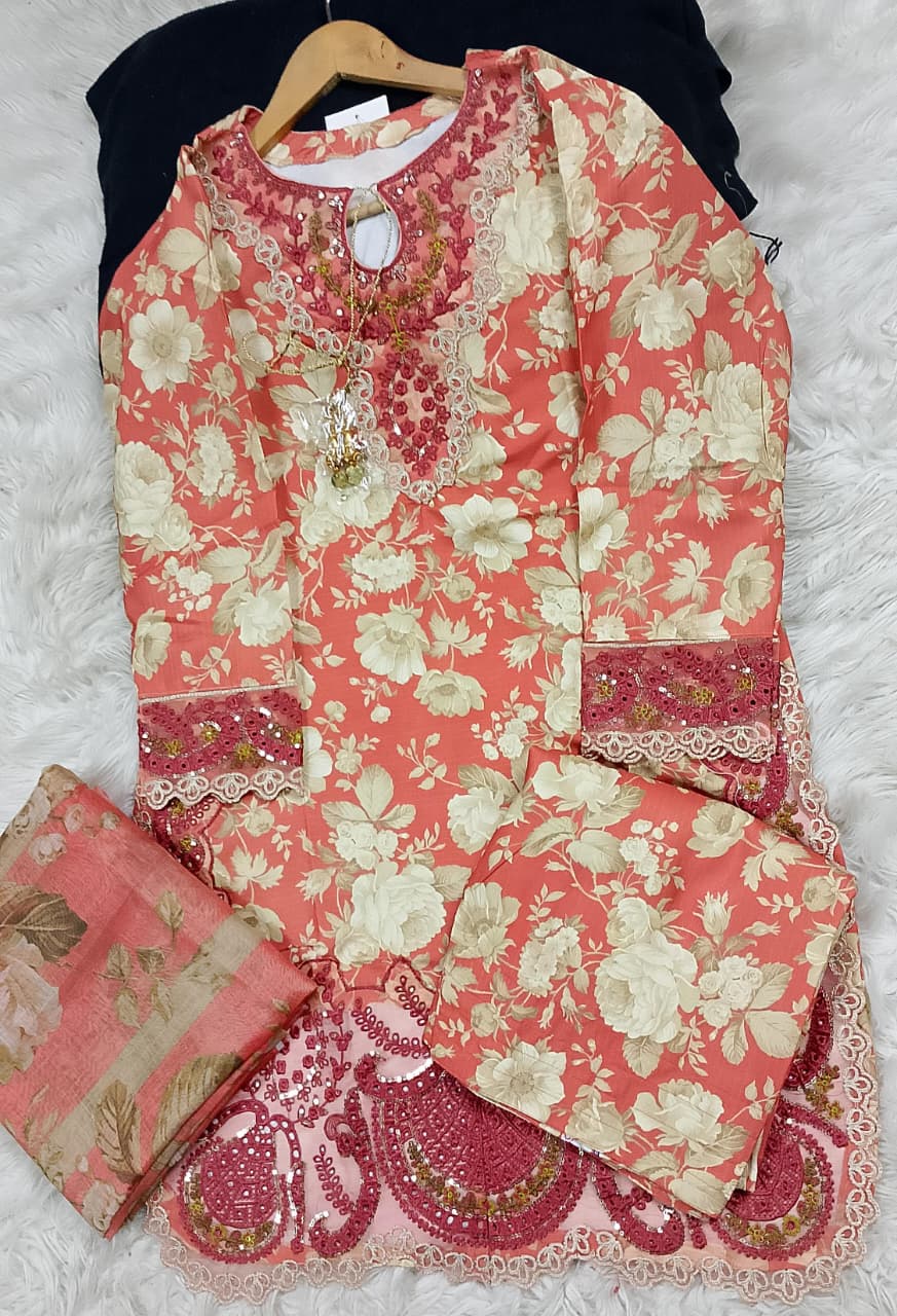 3 PIECE - EMBROIDERED LAWN SUIT