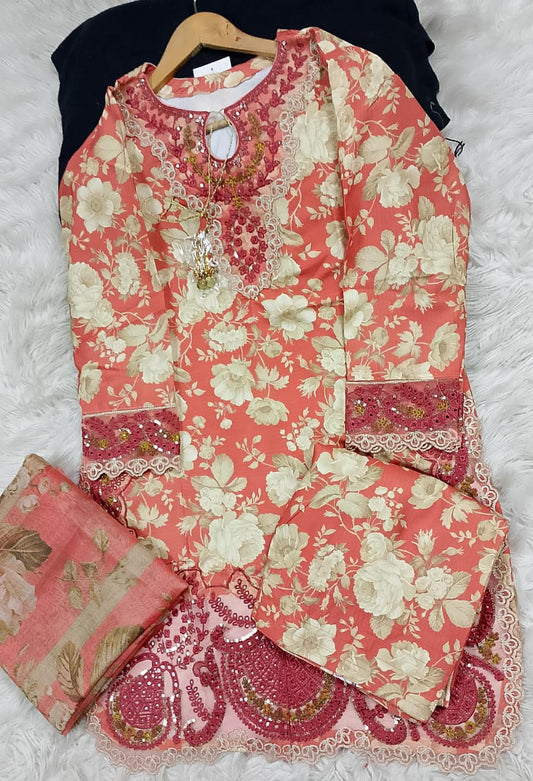3 PIECE - EMBROIDERED LAWN SUIT