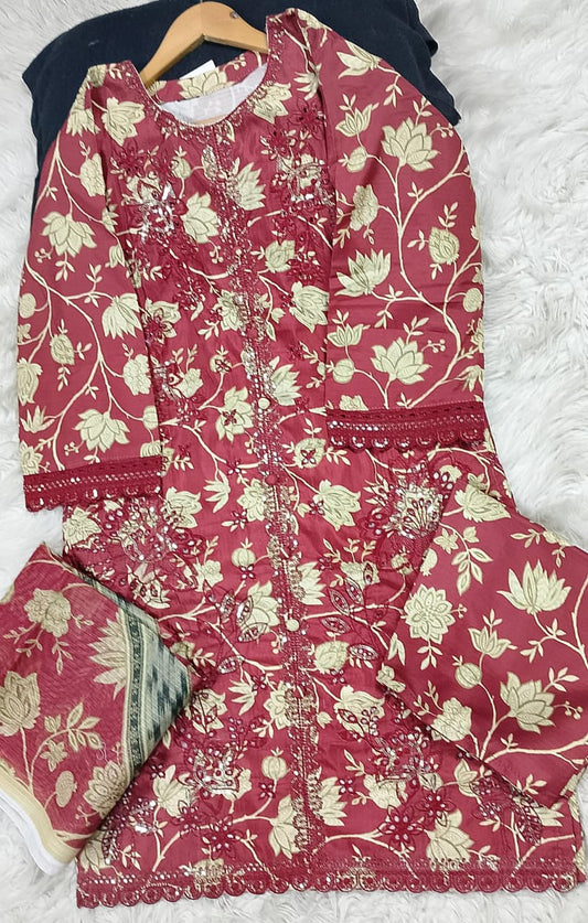 3 PIECE - EMBROIDERED LAWN SUIT