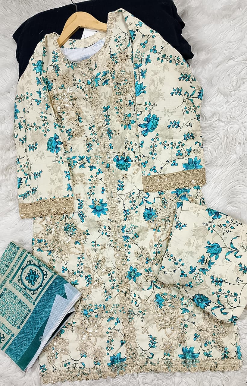 3 PIECE - EMBROIDERED LAWN SUIT