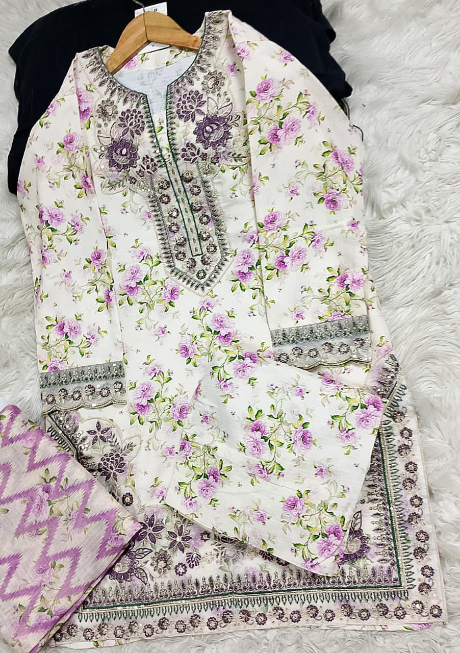 3 PIECE - EMBROIDERED LAWN SUIT