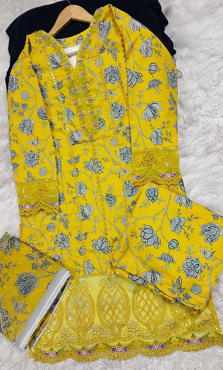 3 PIECE - EMBROIDERED LAWN SUIT