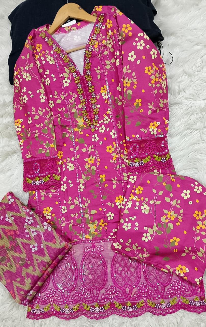 3 PIECE - EMBROIDERED LAWN SUIT