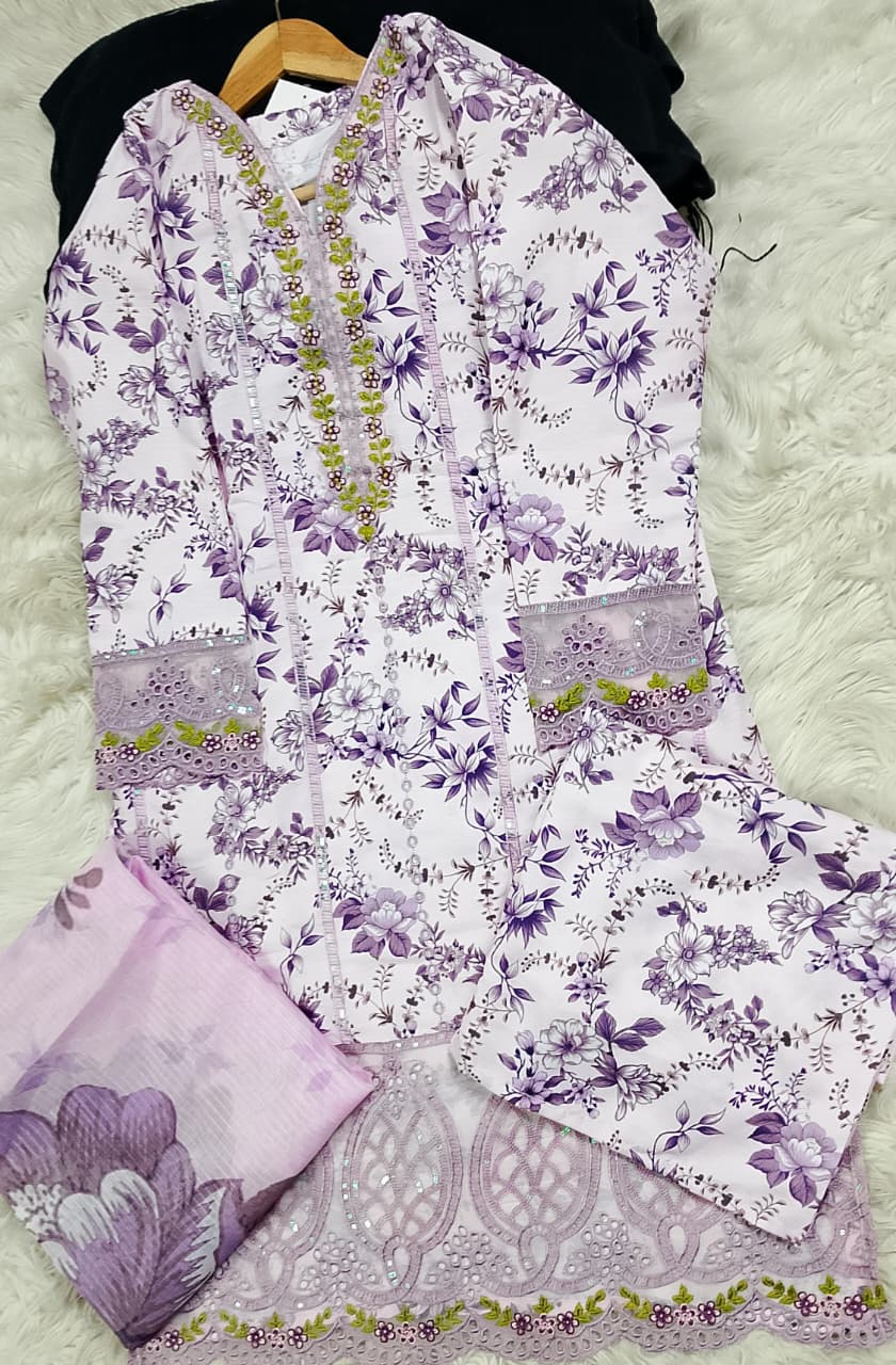 3 PIECE - EMBROIDERED LAWN SUIT