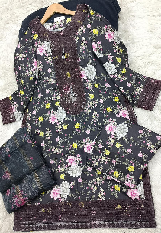 3 PIECE - EMBROIDERED LAWN SUIT