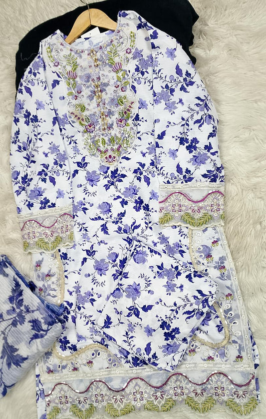 3 PIECE - EMBROIDERED LAWN SUIT