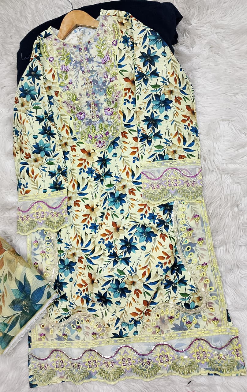 3 PIECE - EMBROIDERED LAWN SUIT