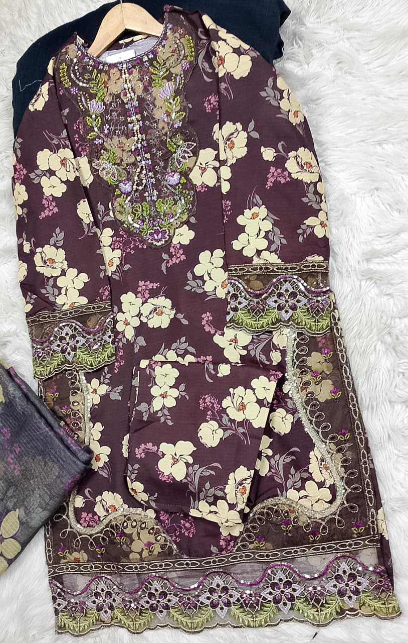 3 PIECE - EMBROIDERED LAWN SUIT