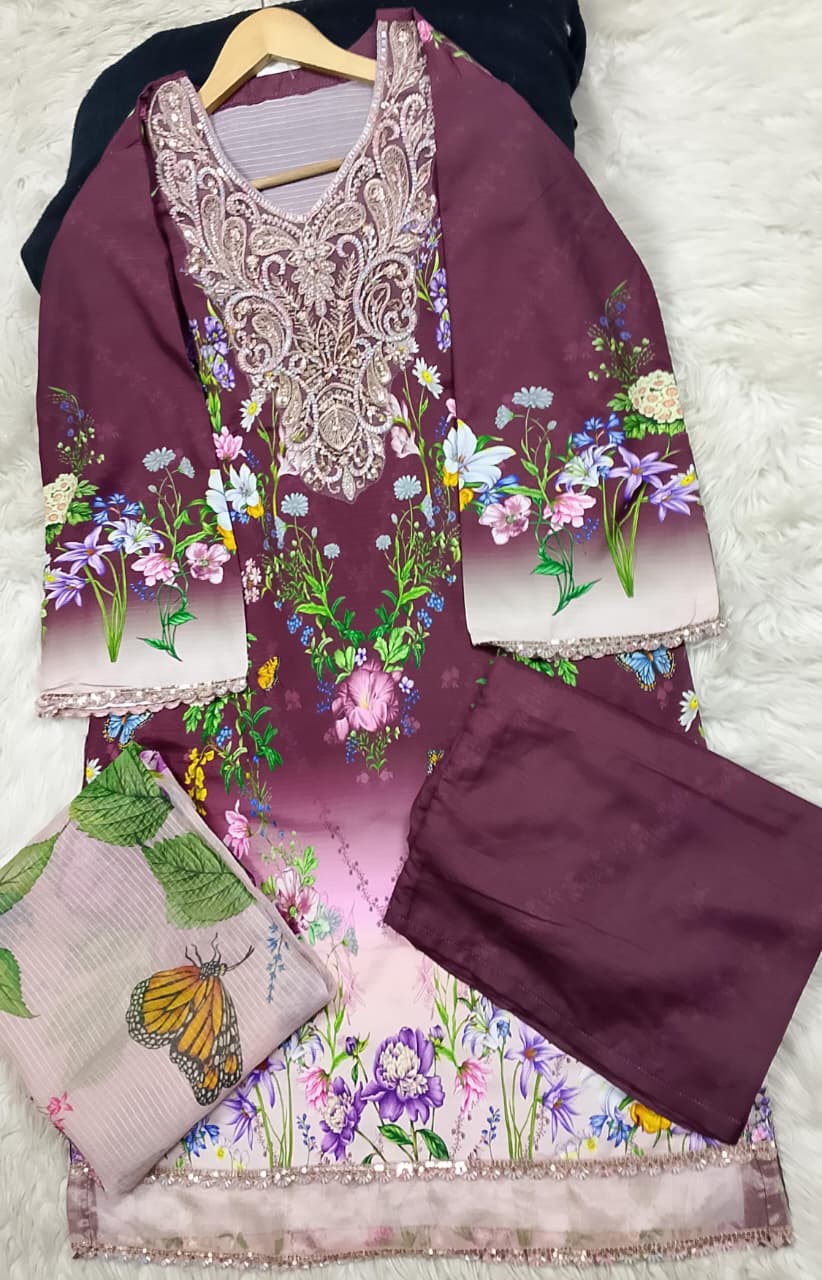 3 PIECE - EMBROIDERED LAWN SUIT