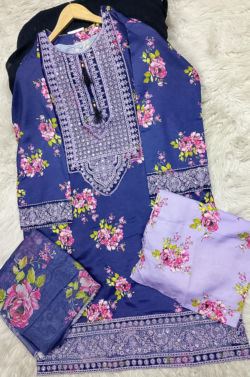 3 PIECE - EMBROIDERED LAWN SUIT