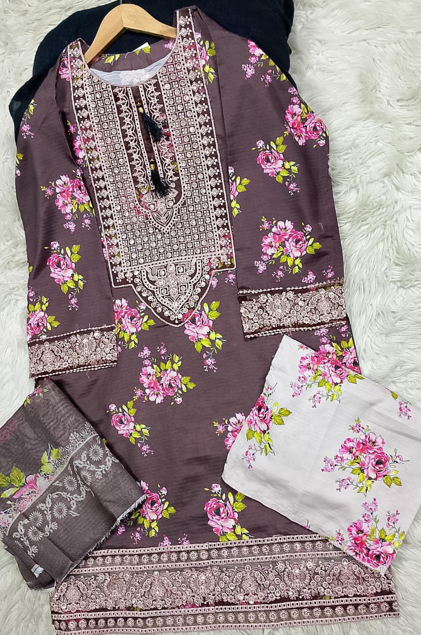 3 PIECE - EMBROIDERED LAWN SUIT