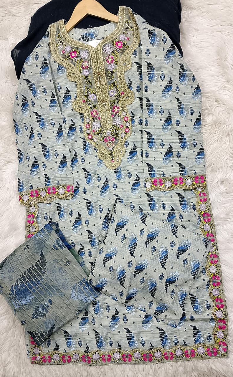 3 PIECE - EMBROIDERED LAWN SUIT